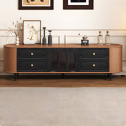 Modern TV Stand Black and Wood Color Spacious Storage